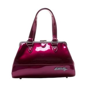 New Bettie Page Centerfold Purse Brick (Cherry Burgundy-ish Glitter Fabric)